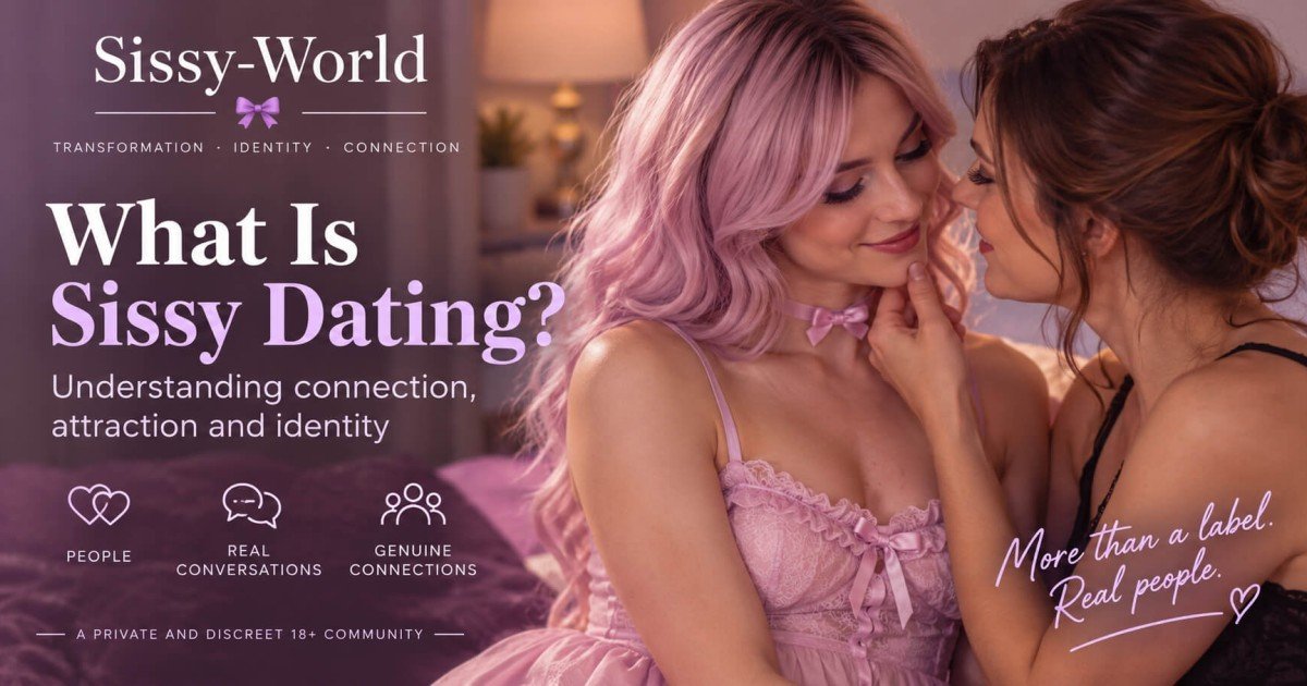 Two feminine adults sharing a close personal moment representing connection and sissy dating