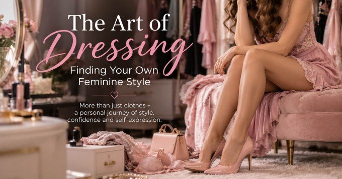 Elegant feminine outfit with dress, heels and accessories representing personal style and self-expression